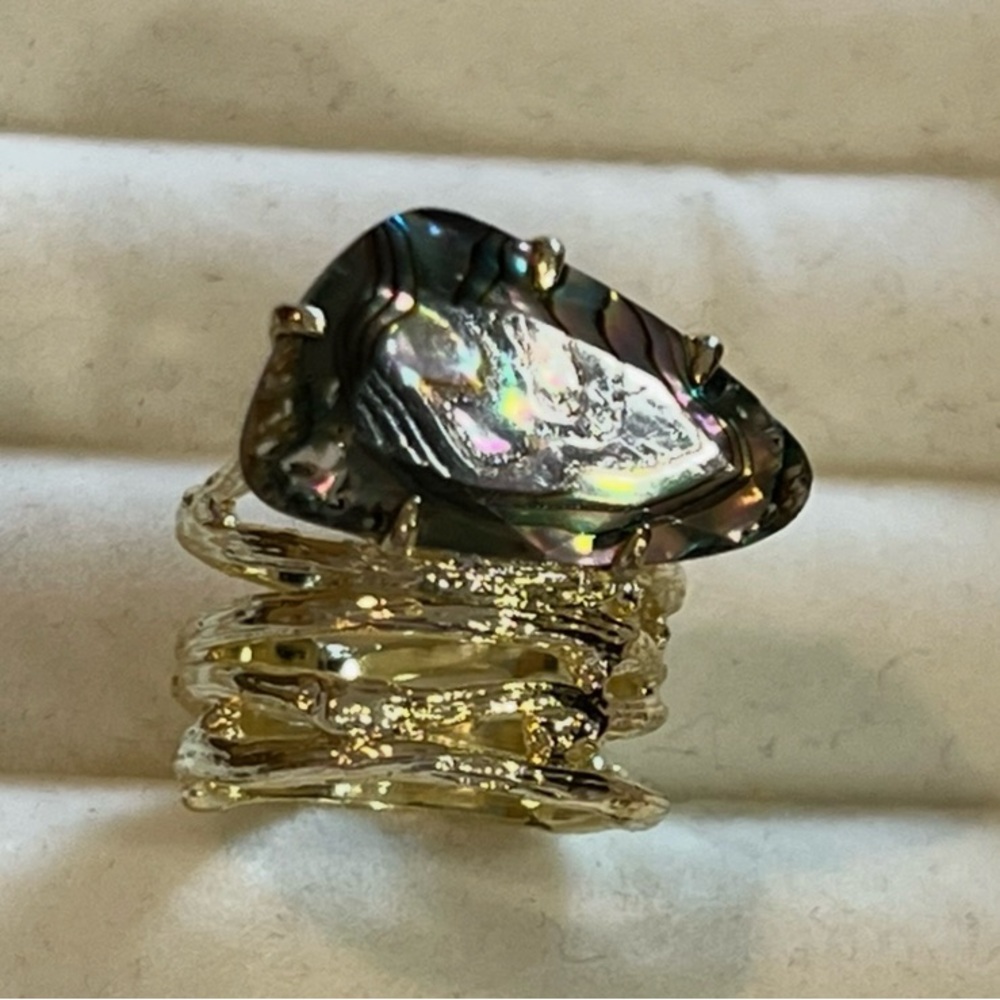 Kendra Scott Cora ring abalone gold tone vintage size 6